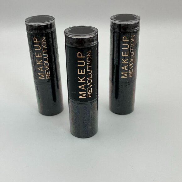 Makeup Revolution Amazing Lipstick 100% Vamp Rouge A Levres Pack Of 3 - Picture 1 of 4